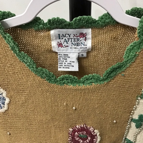 Women’s Sweater Size Small embroidered Beaded Lacy After Noon By Shell Kepler - Picture 4 of 9
